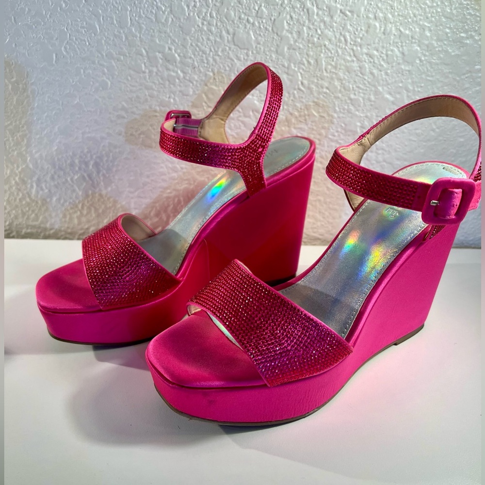 Hot pink platform sandals